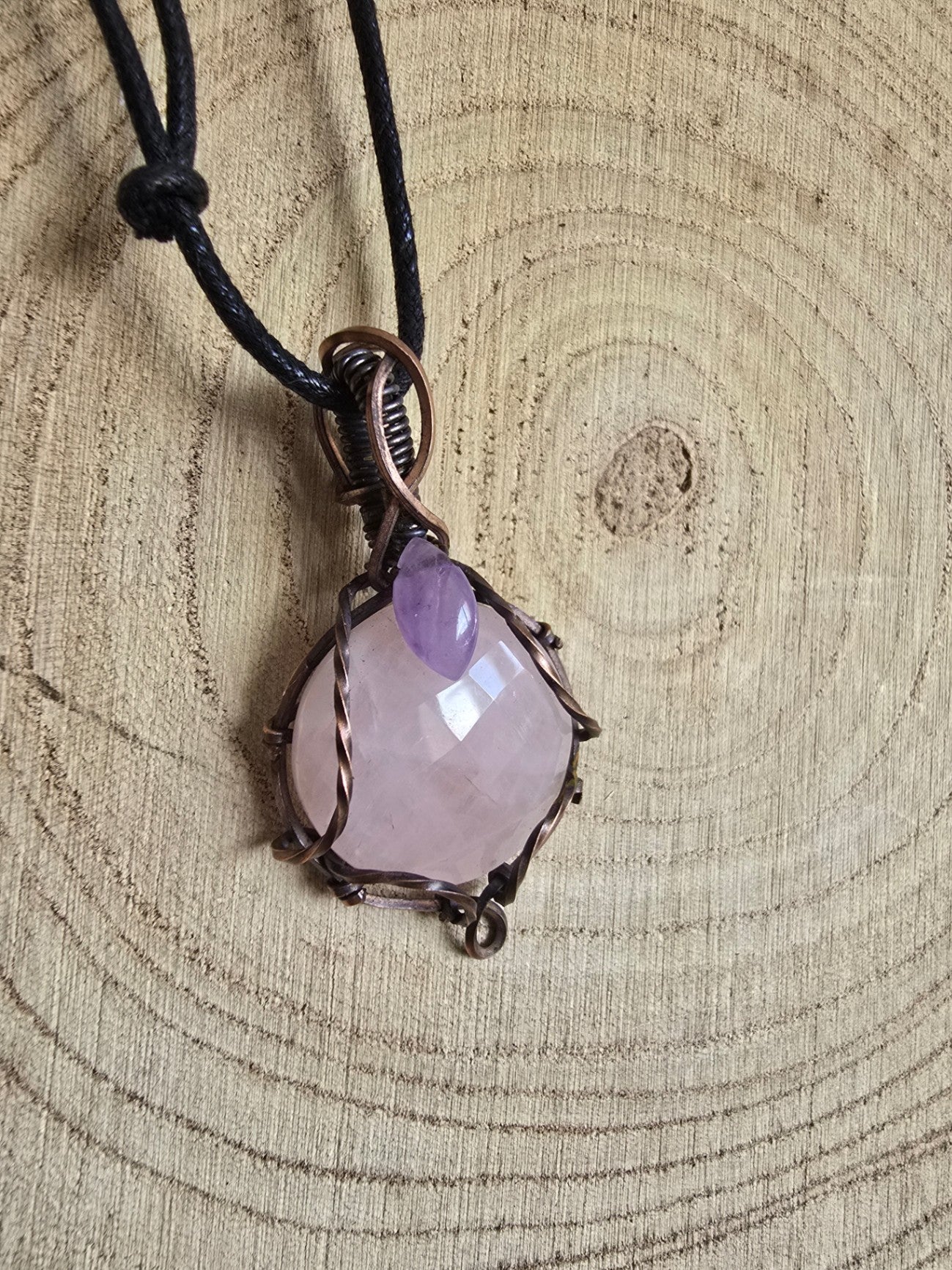 Rose quartz and amethyst necklace