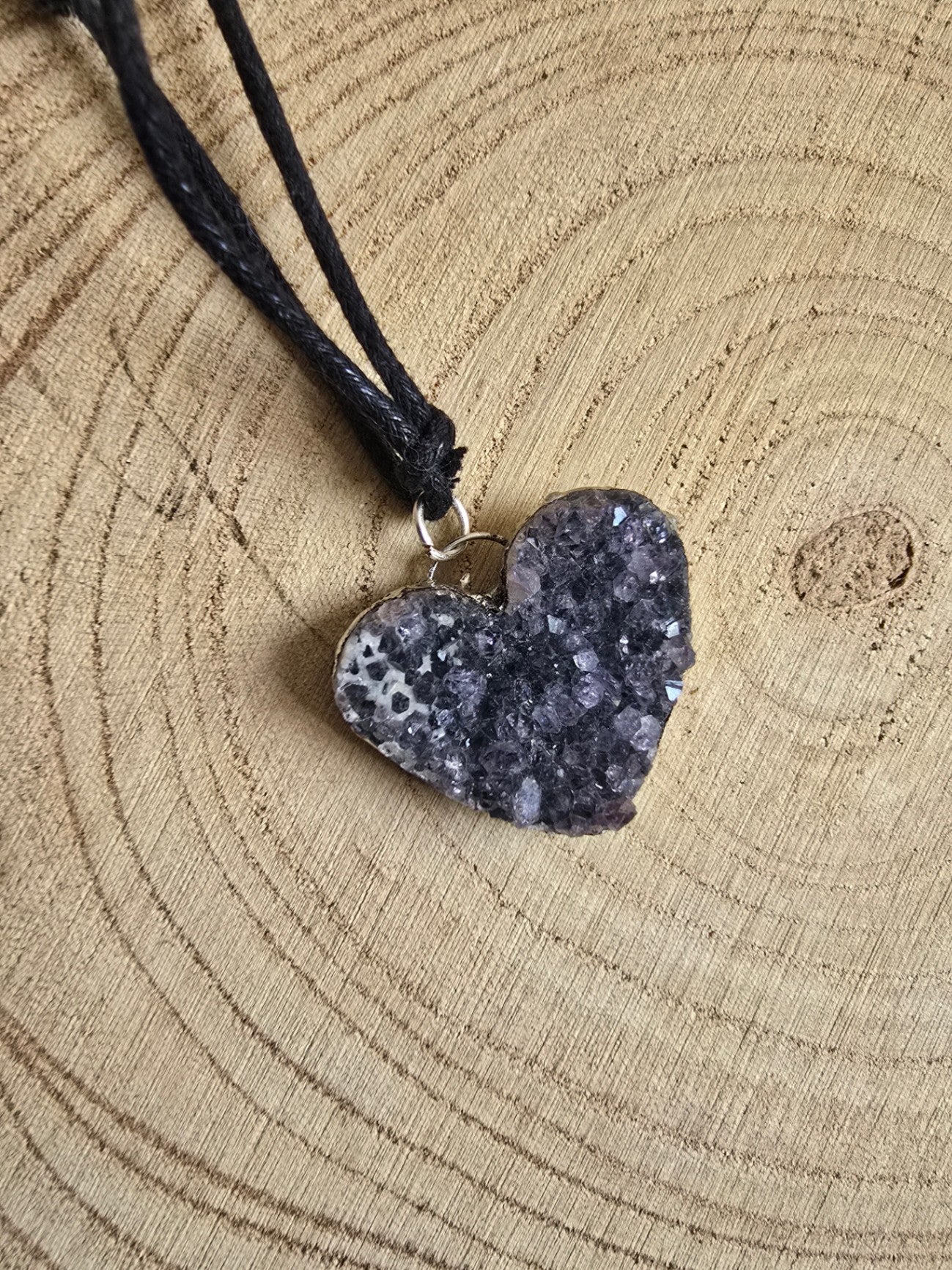 Raw amethyst heart necklace