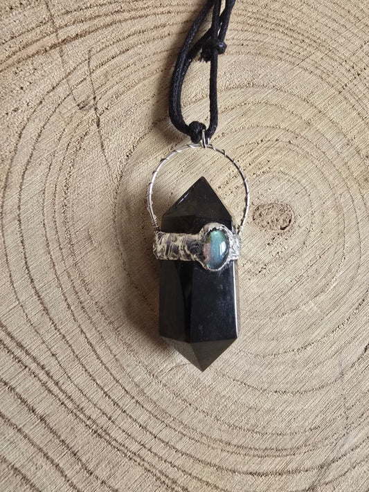 Smokey quartz and labradorite necklace