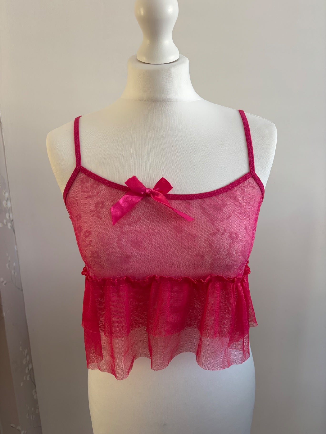 Pink mesh cami top