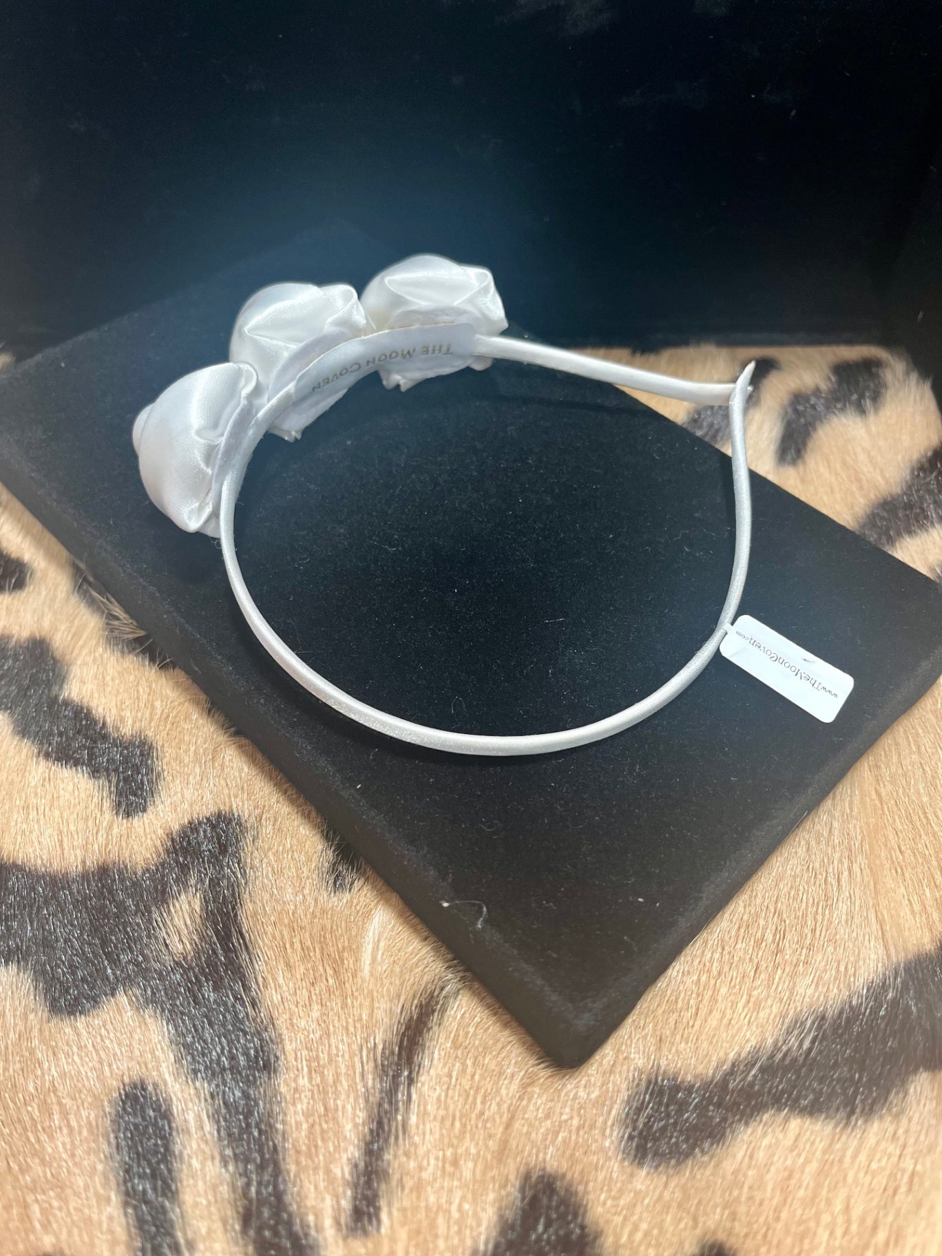 Satin Rose Headband White