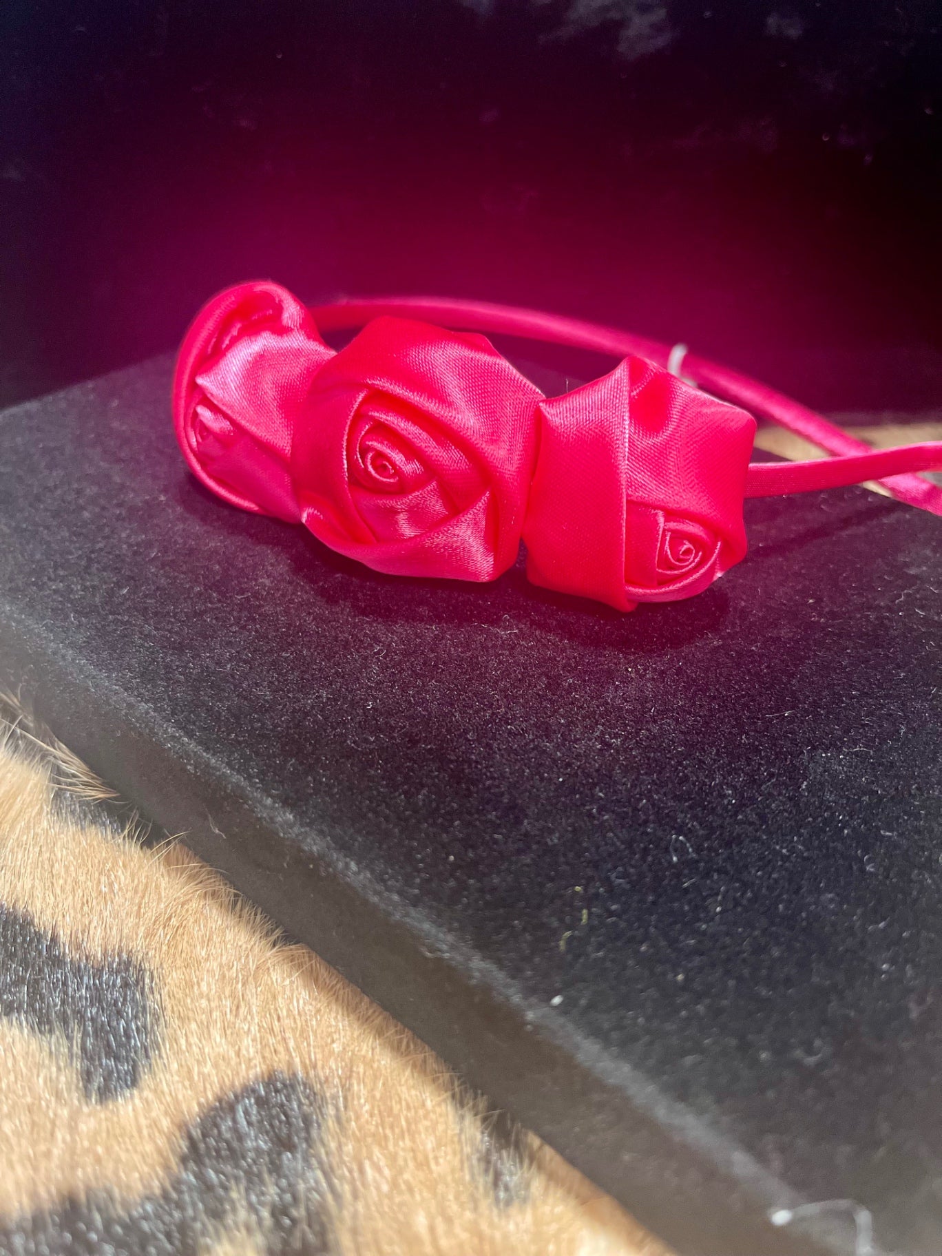 Satin Rose Headband Rose Pink