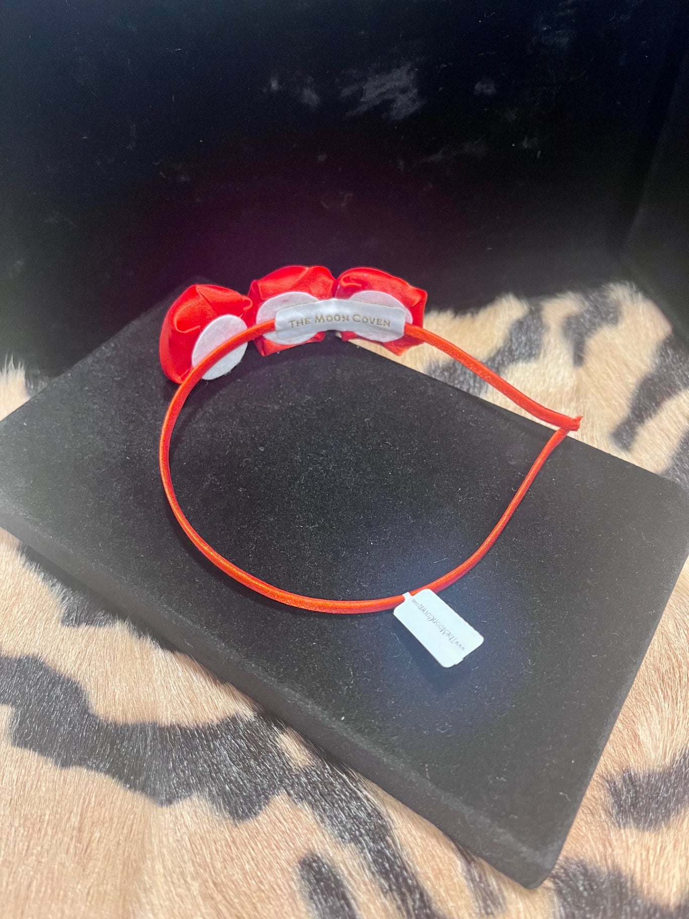 Satin Rose Headband Red