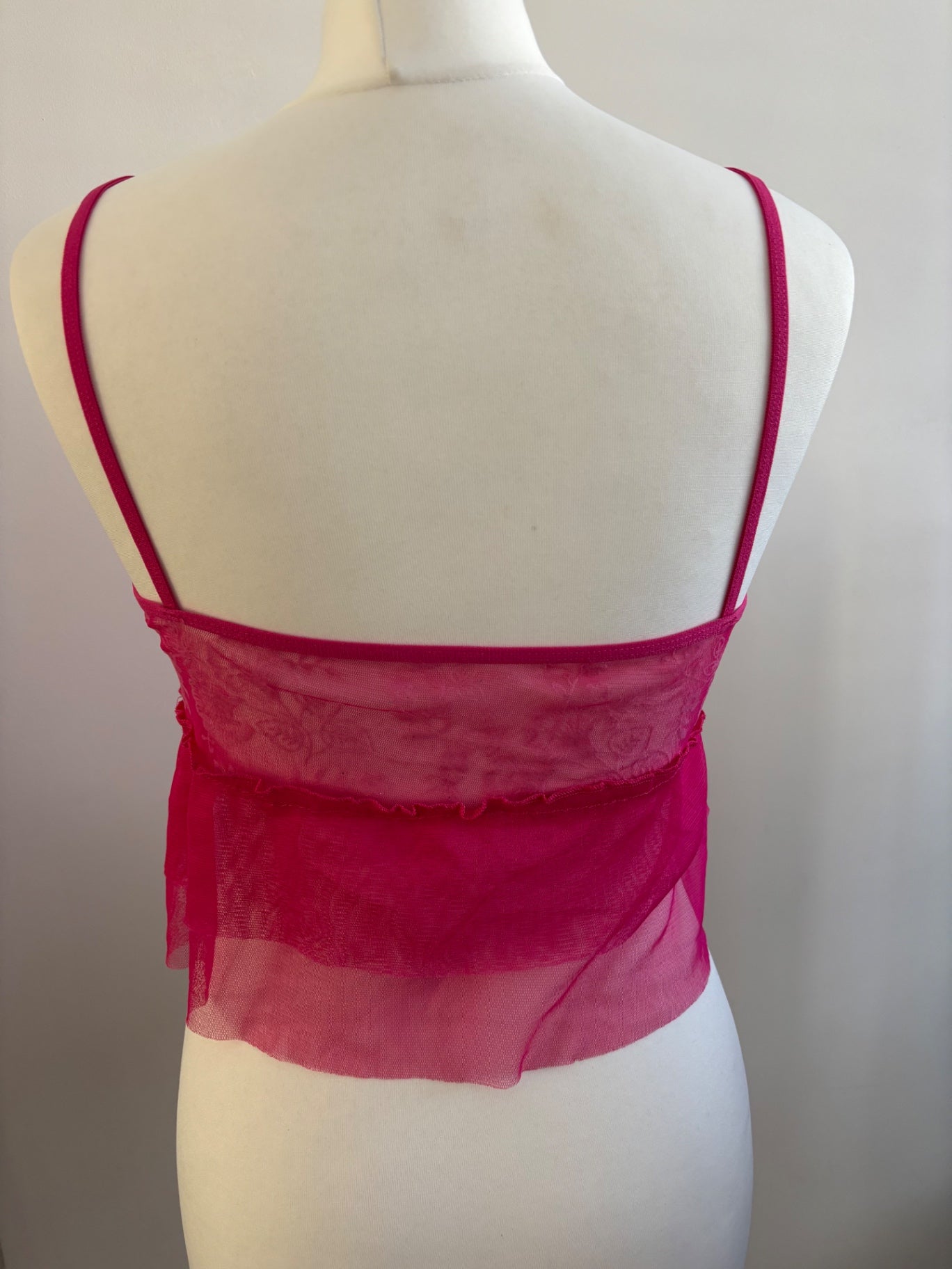 Pink mesh cami top
