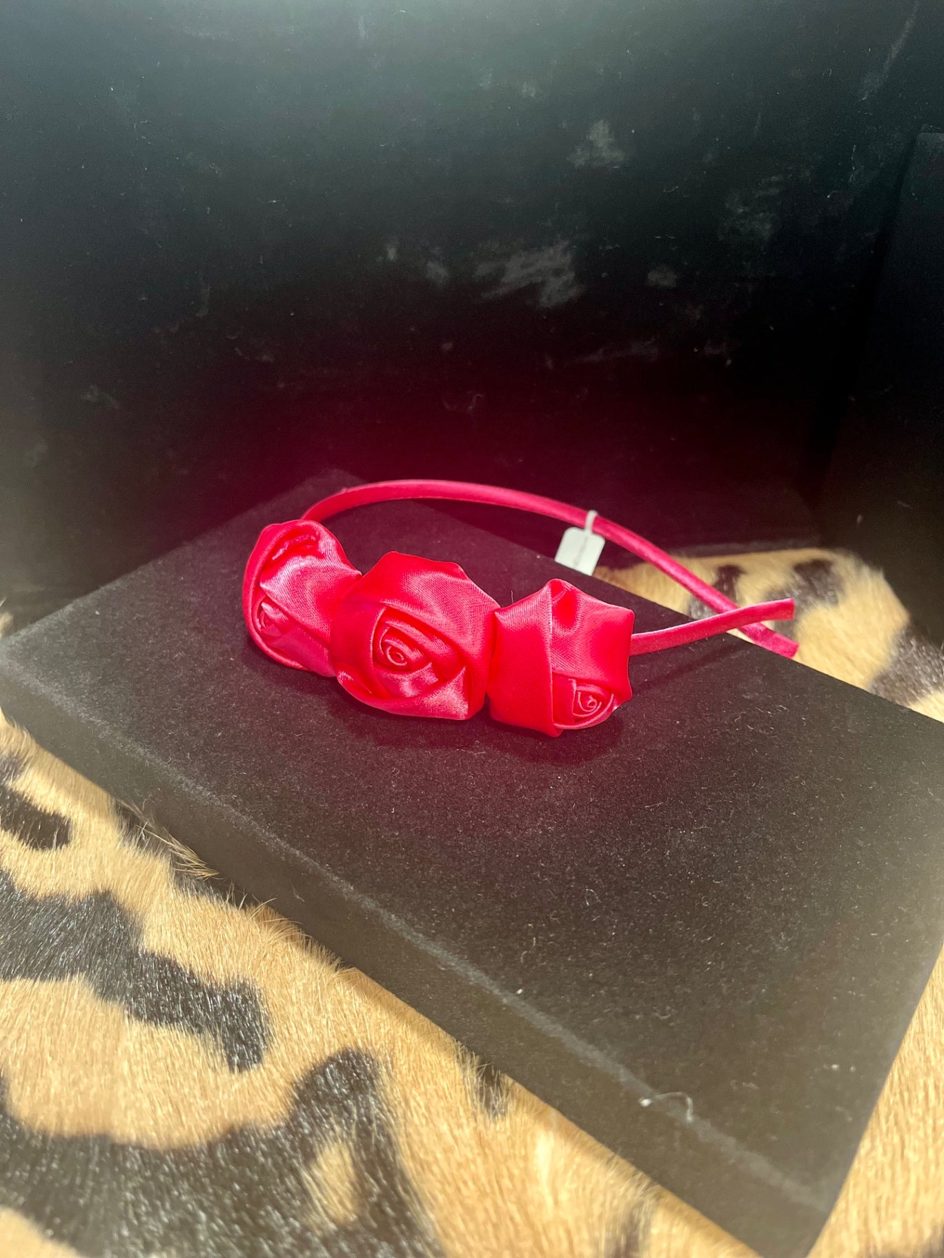 Satin Rose Headband Rose Pink