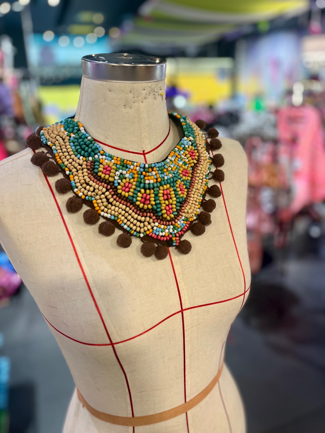 Pom Pom Rainbow Bib Necklace