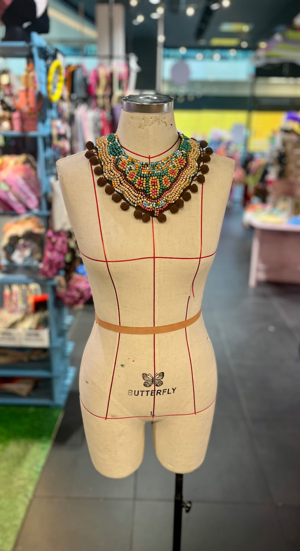 Pom Pom Rainbow Bib Necklace