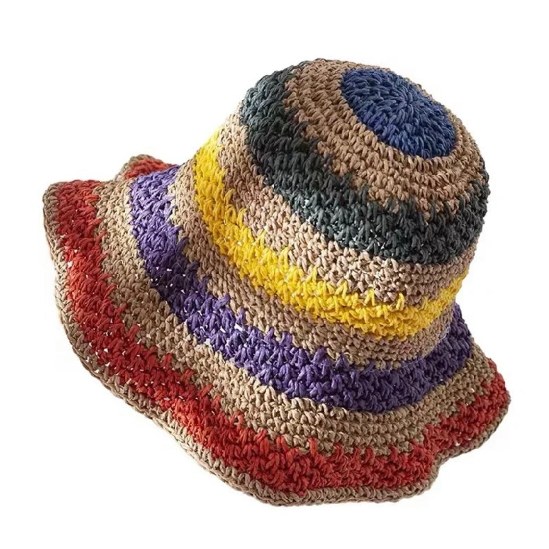 Rainbow Straw Bucket hat