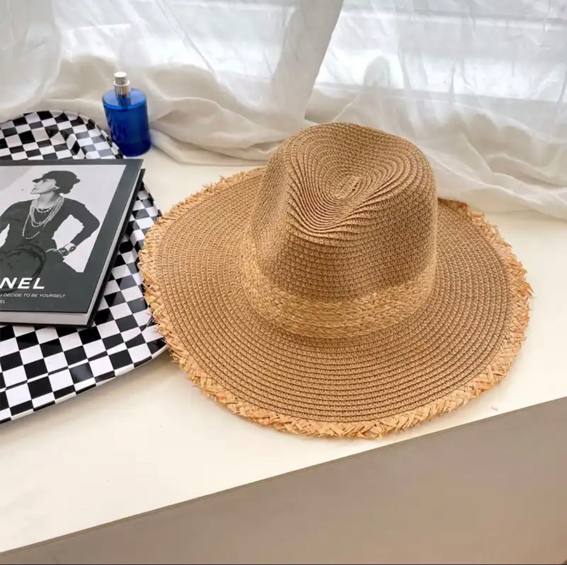 Frayed Straw Fedora Sun Hat