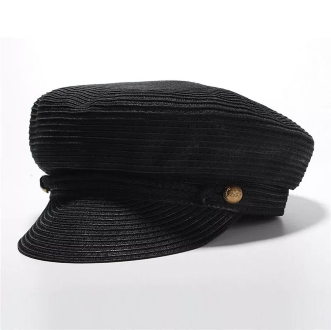 Straw Military Cap Black