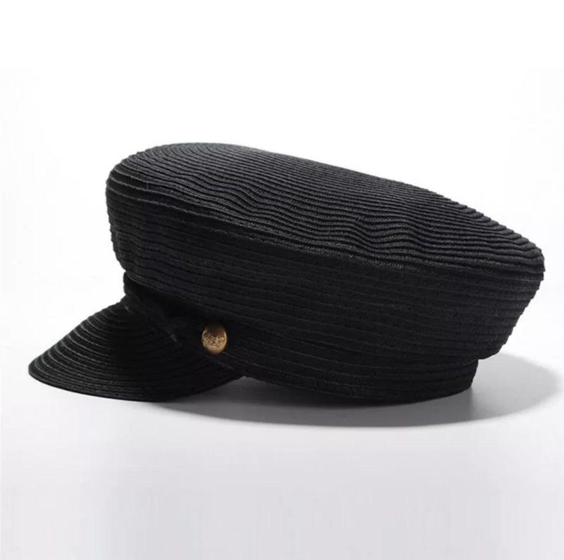 Straw Military Cap Black
