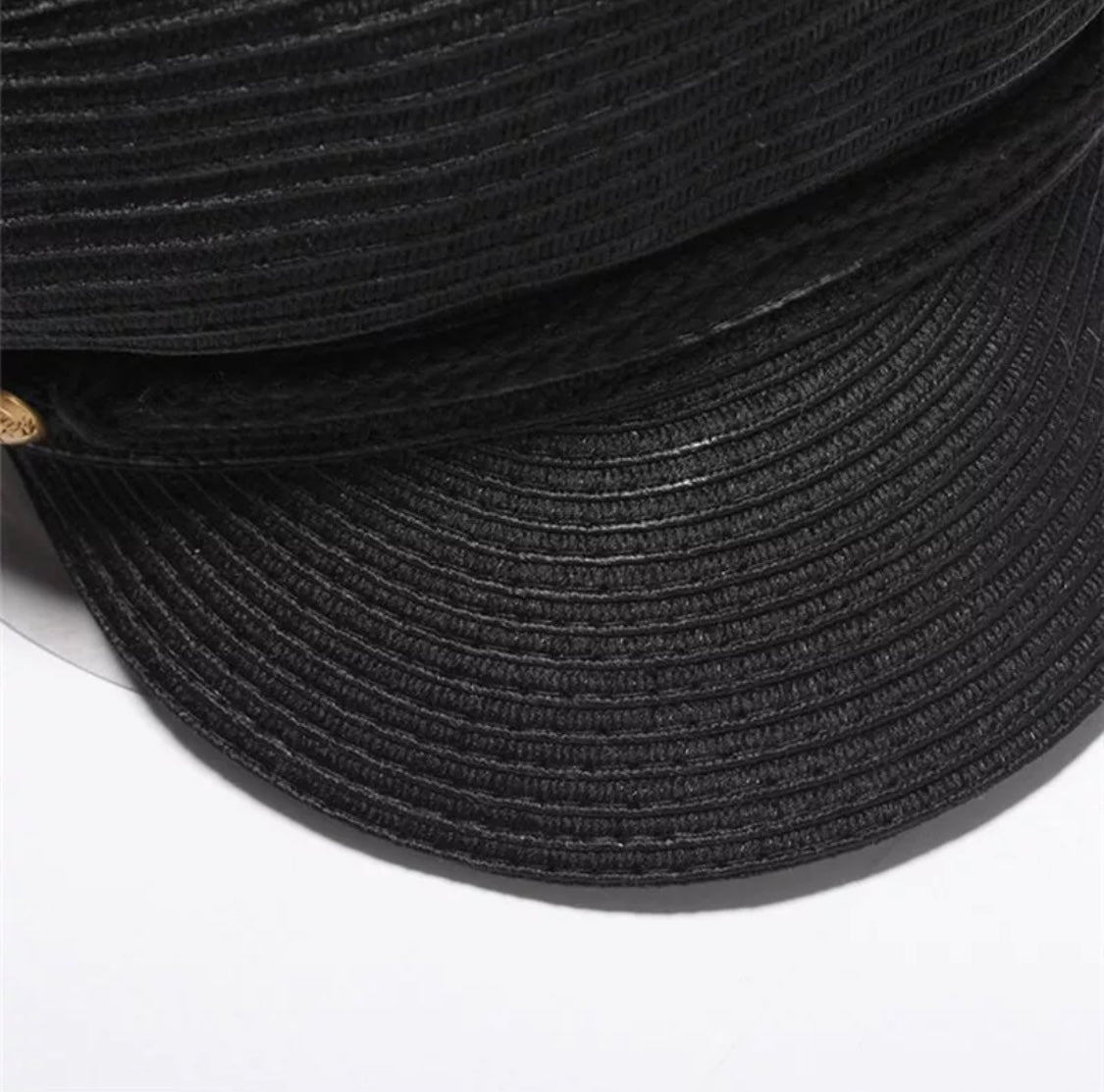 Straw Military Cap Black