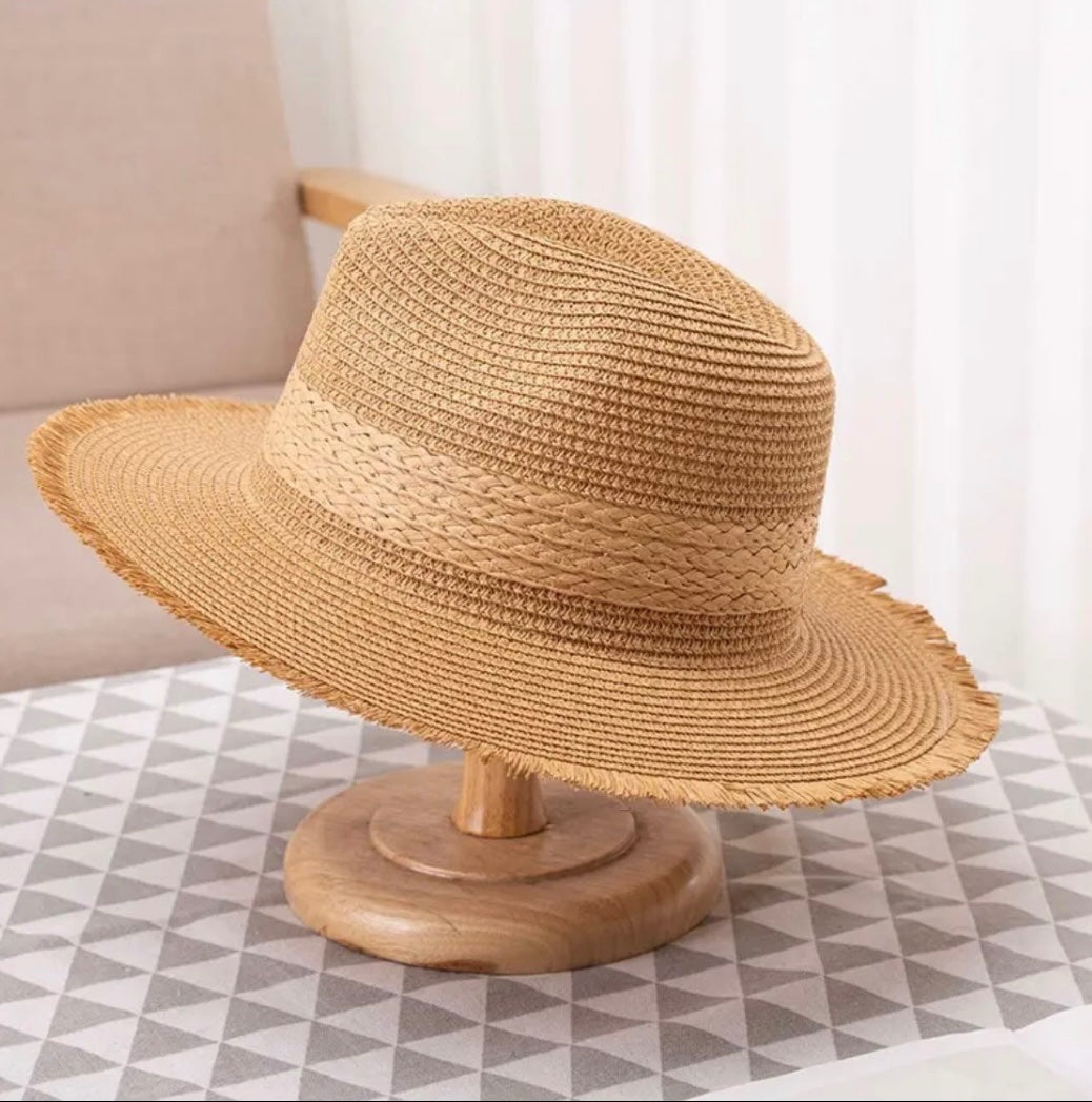 Frayed Straw Fedora Sun Hat