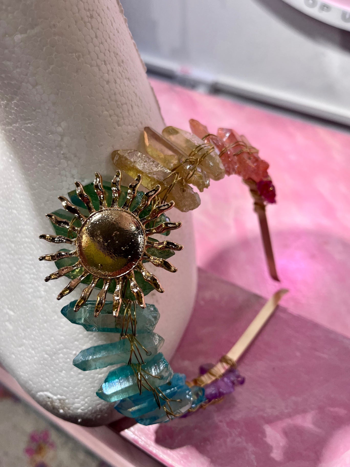 Celestial Radiance Aura Quartz Crown