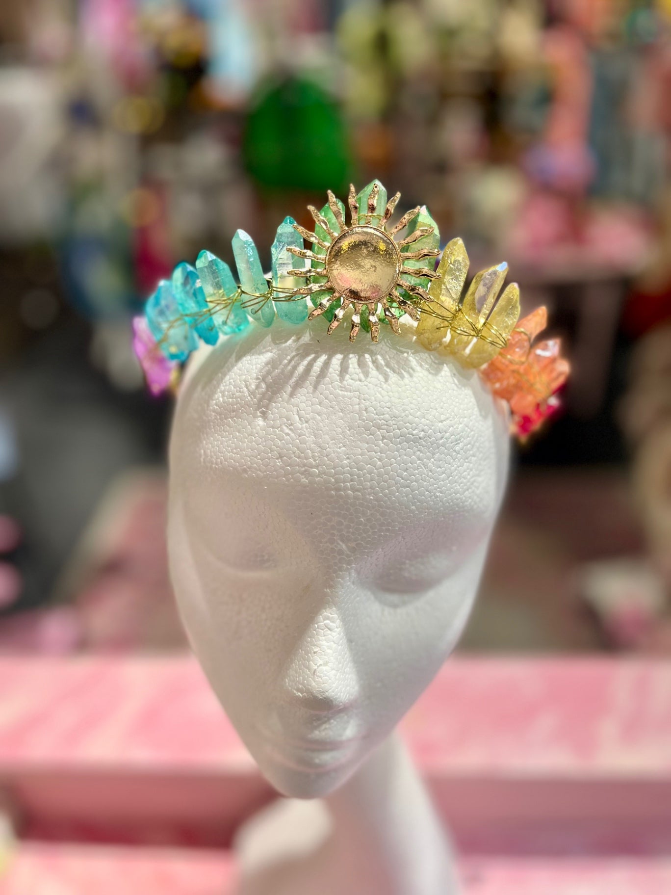 Celestial Radiance Aura Quartz Crown