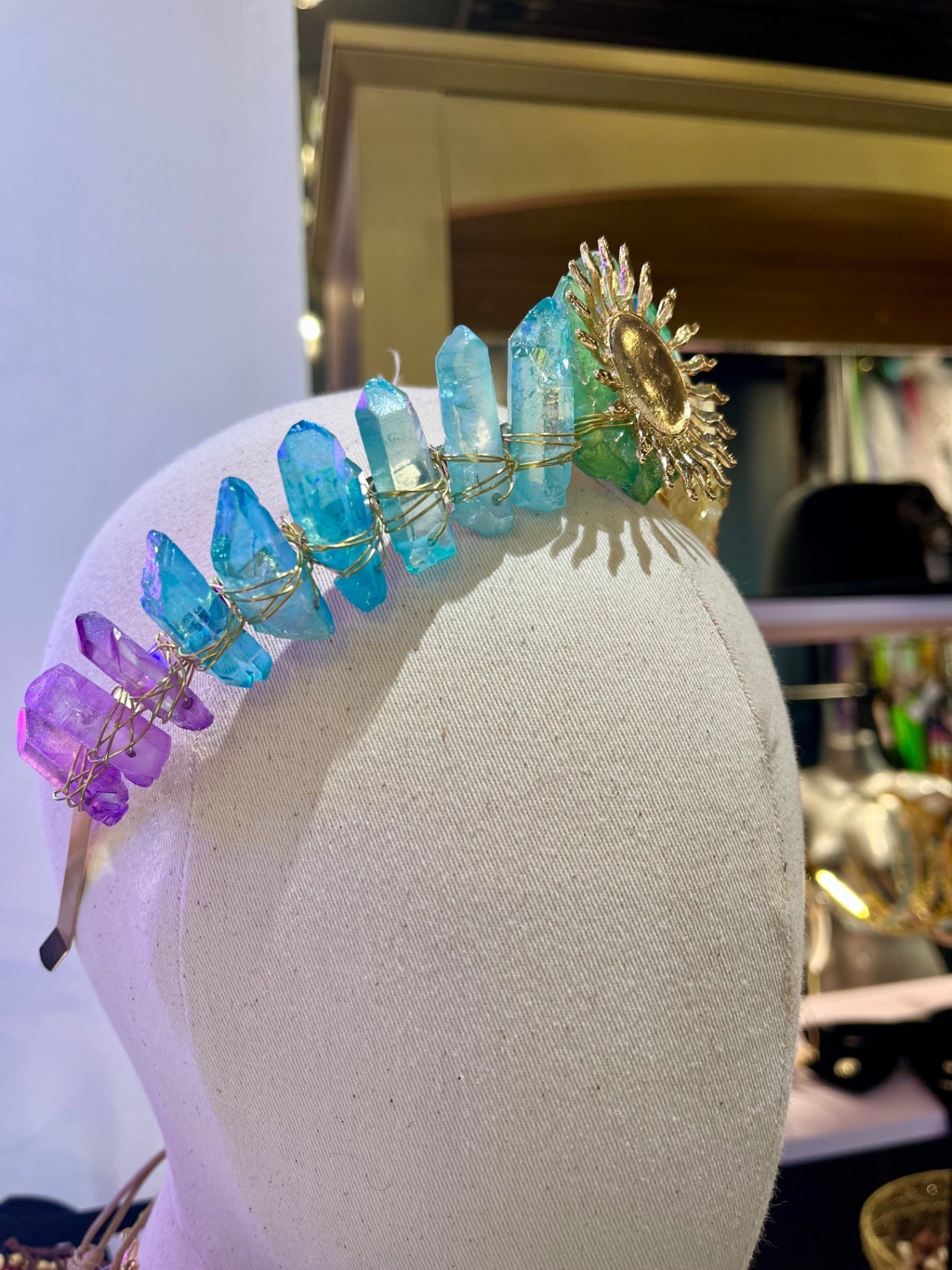 Celestial Radiance Aura Quartz Crown