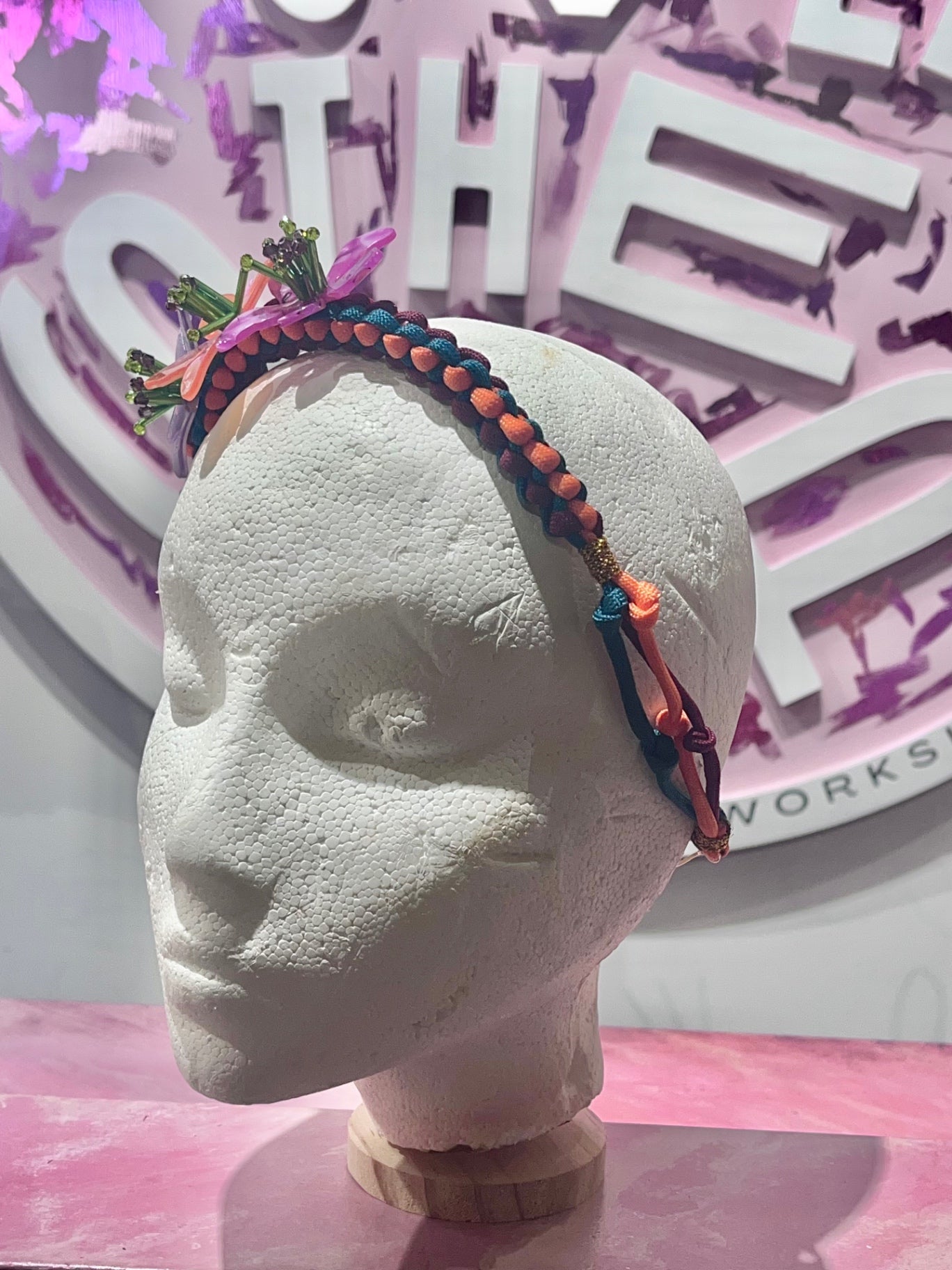 Flower Headband adjustable pull tie