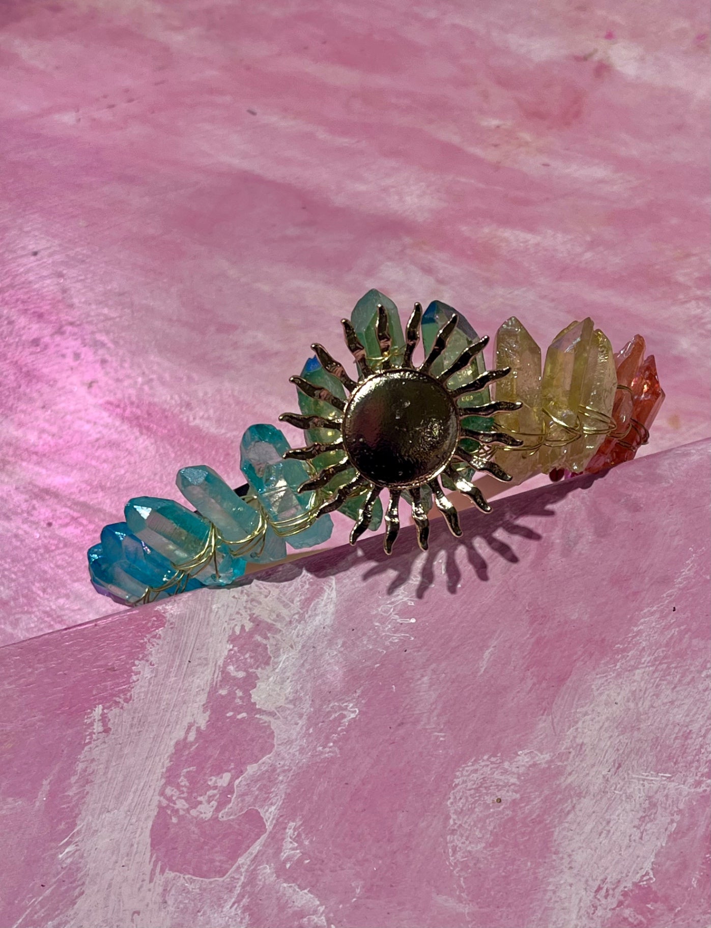 Celestial Radiance Aura Quartz Crown
