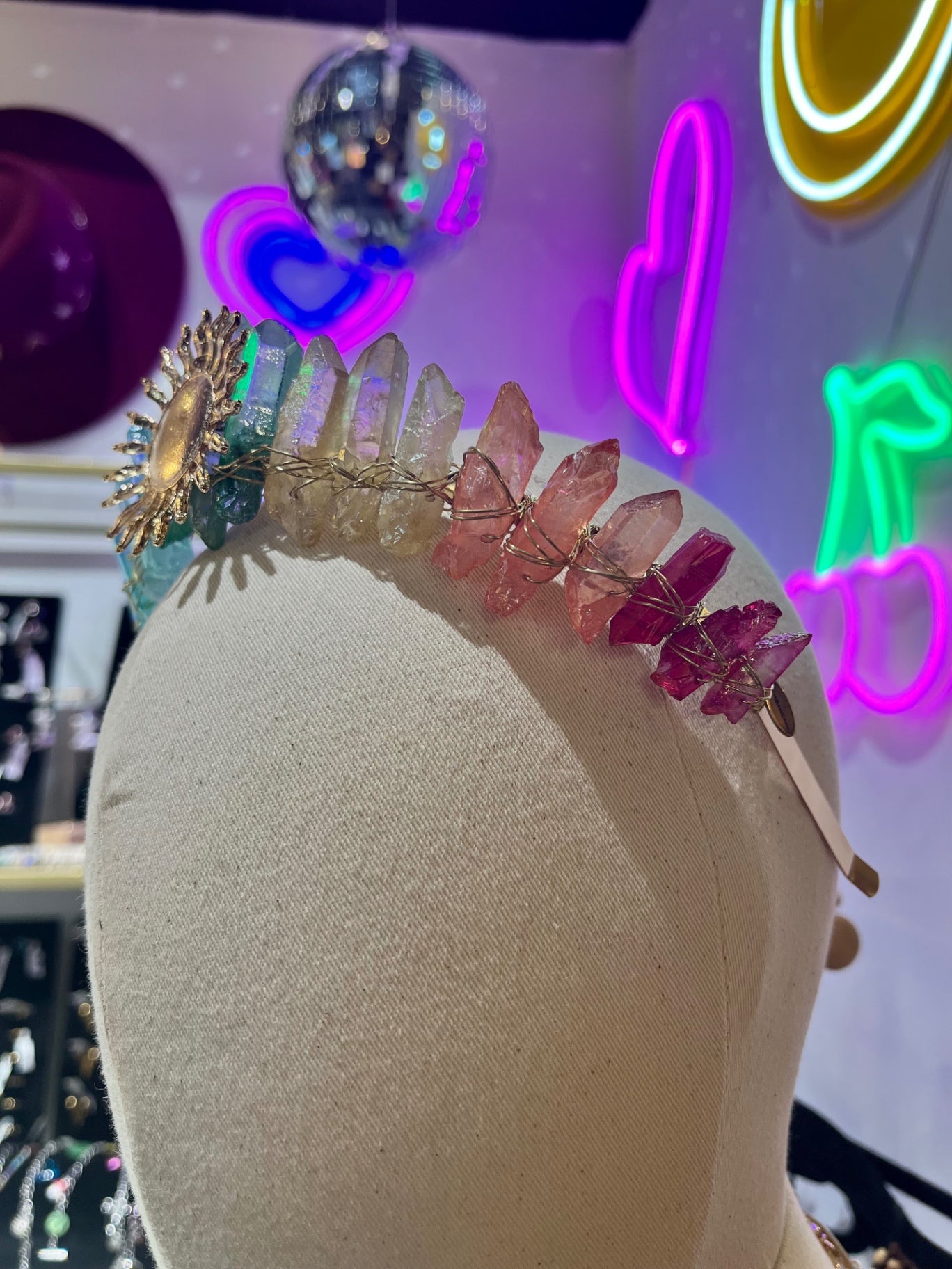 Celestial Radiance Aura Quartz Crown