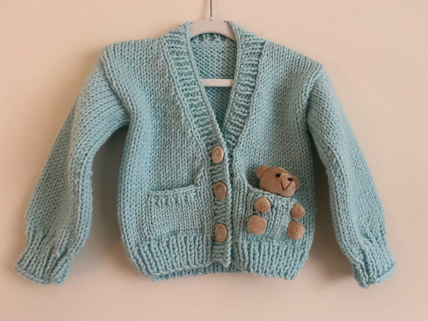 2-3yrs Handmade Blue Teddy Cardigan
