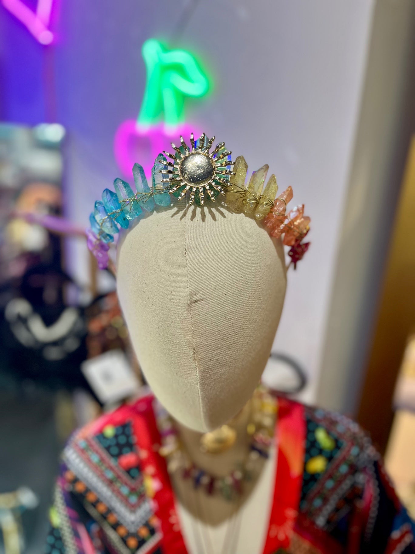 Celestial Radiance Aura Quartz Crown