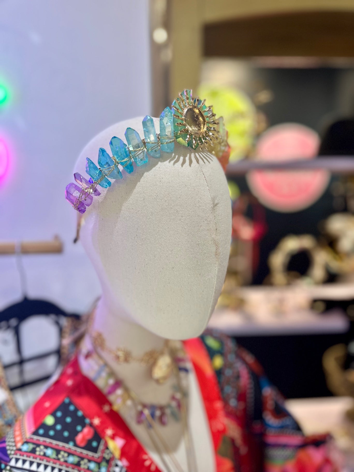 Celestial Radiance Aura Quartz Crown