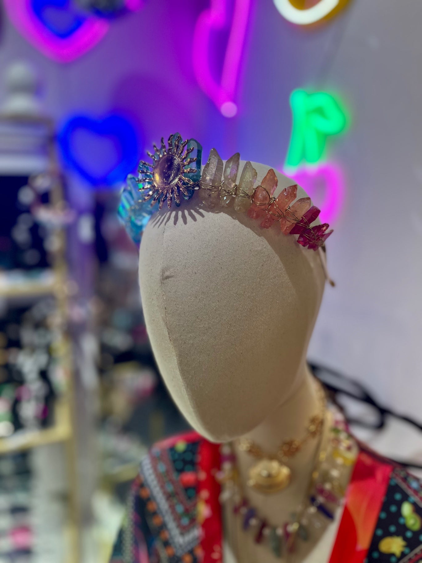 Celestial Radiance Aura Quartz Crown