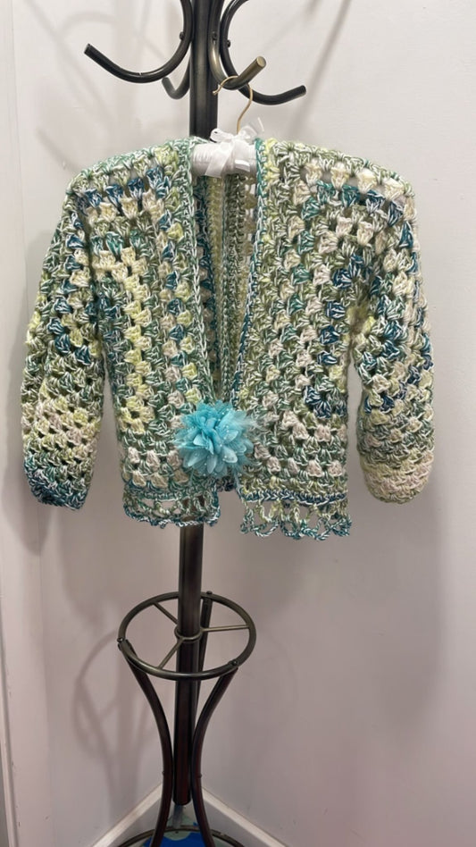 Green multicolour jacket turquoise flower