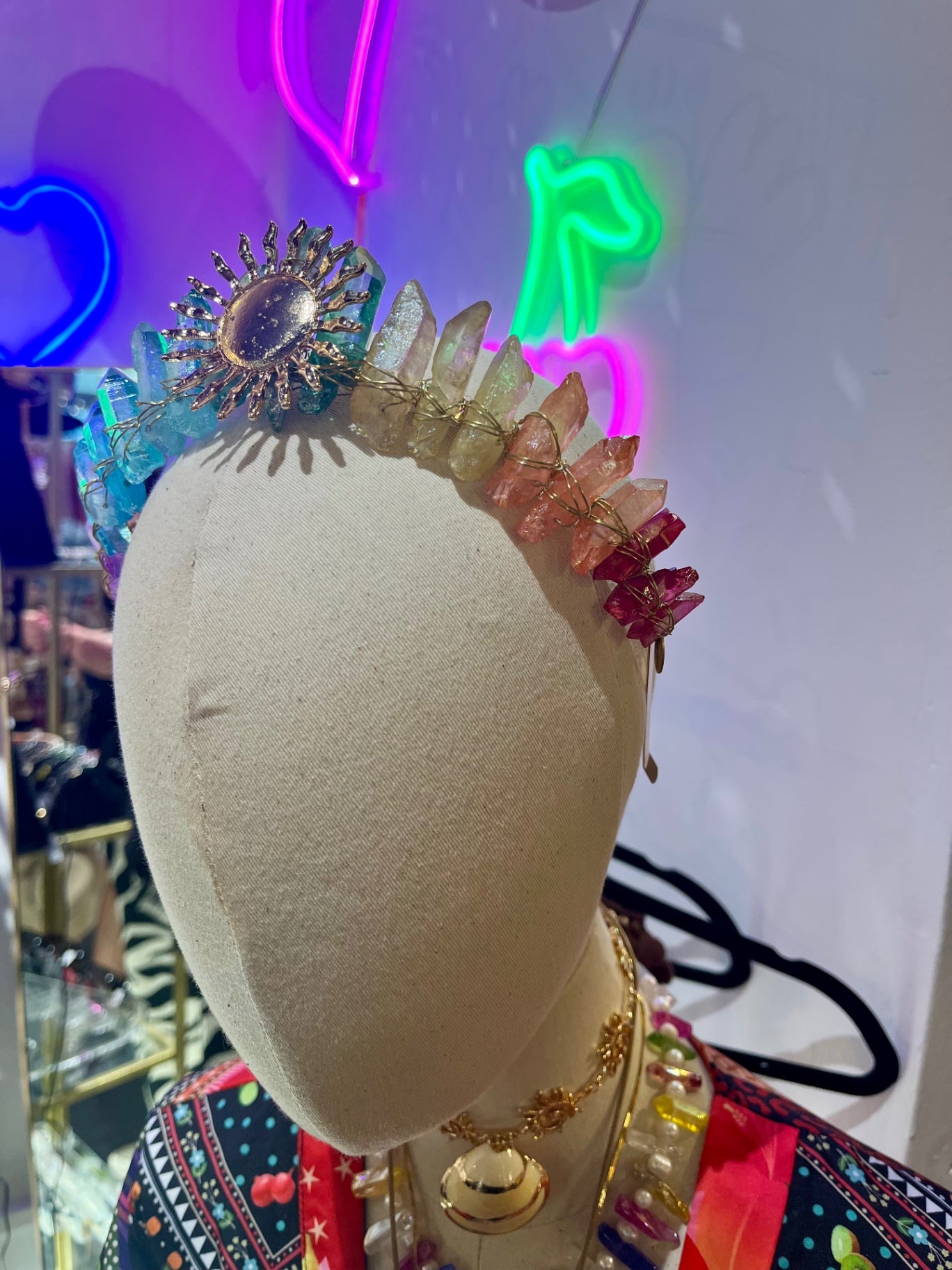 Celestial Radiance Aura Quartz Crown