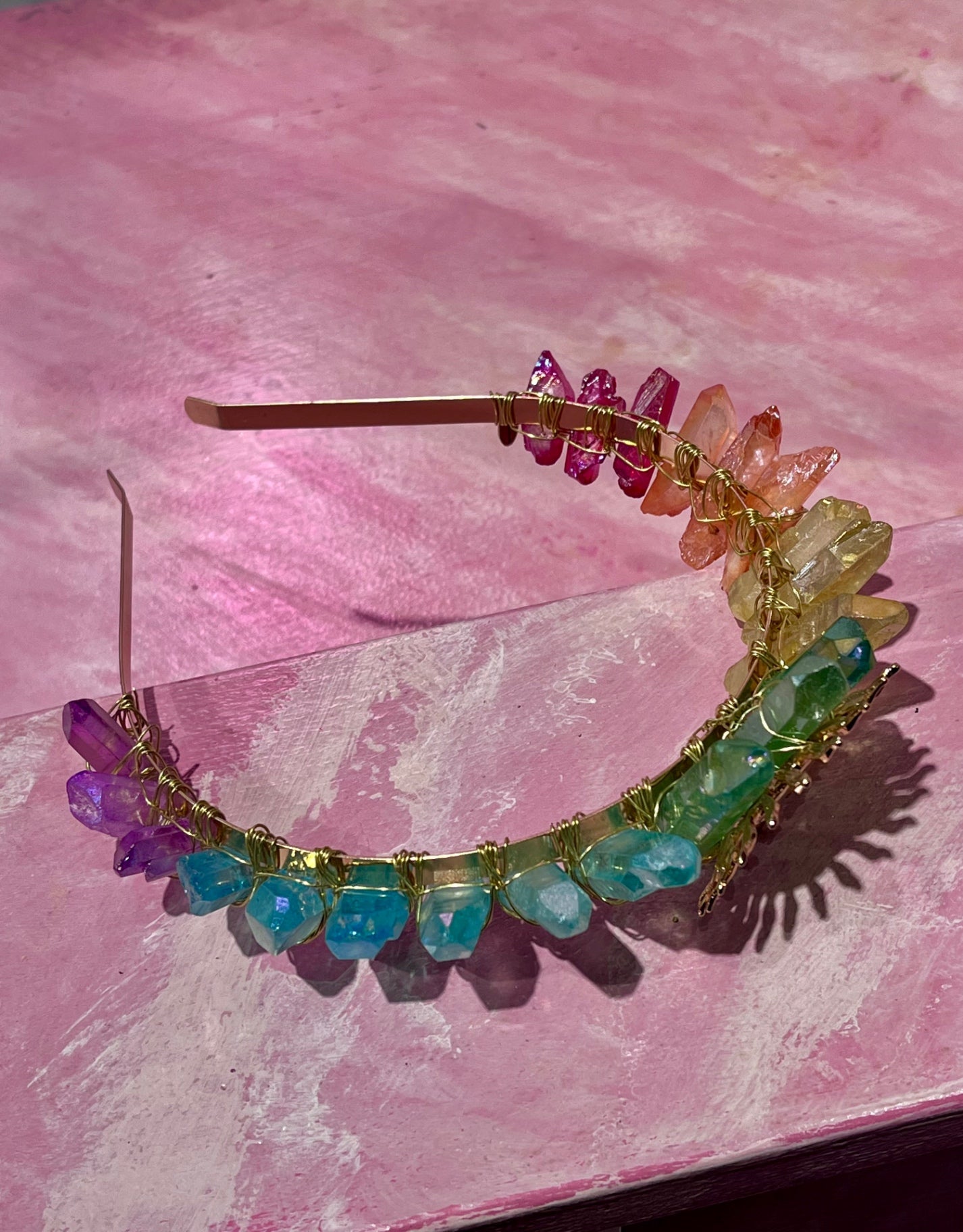 Celestial Radiance Aura Quartz Crown