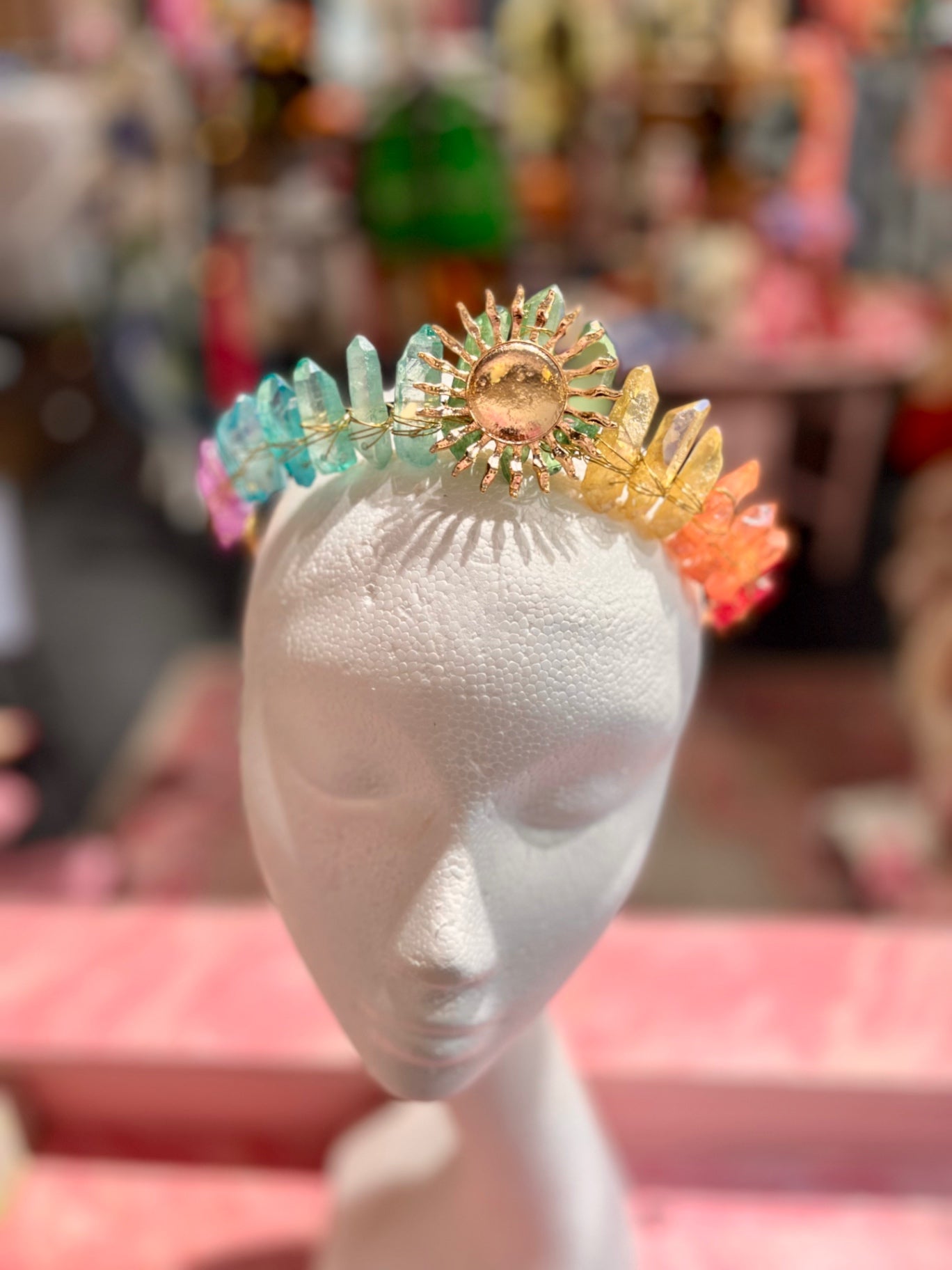 Celestial Radiance Aura Quartz Crown