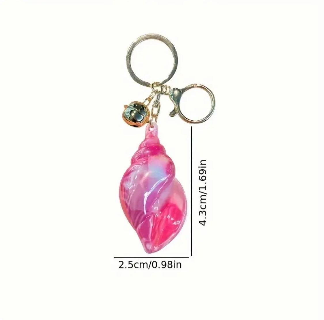 Pink Marble Shell Key Chain