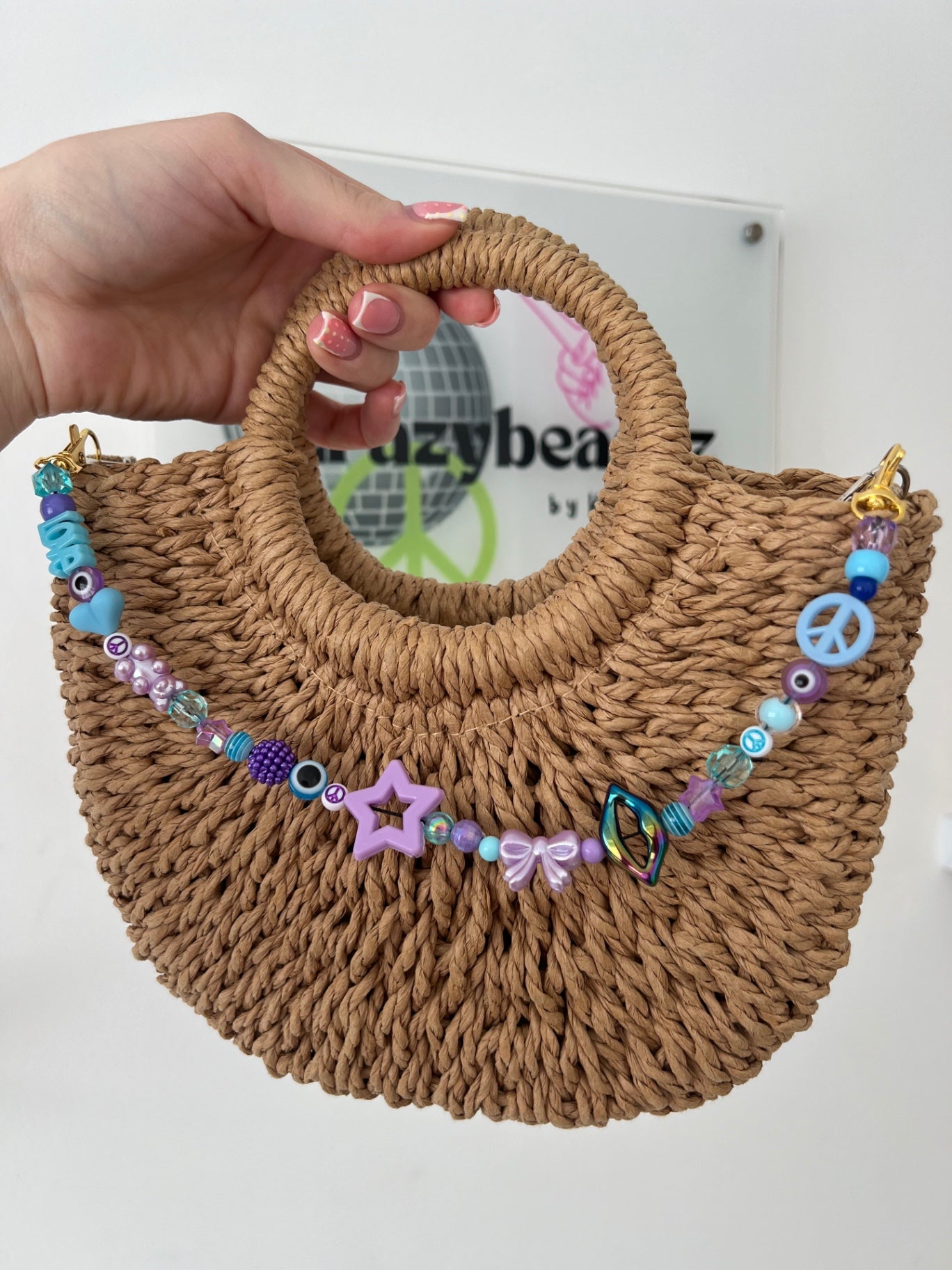 Shine bright bag charm - blue/purple (gold hooks)