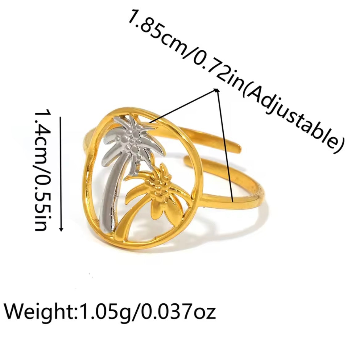“Island Dreams” Palm Tree Ring Adjustable