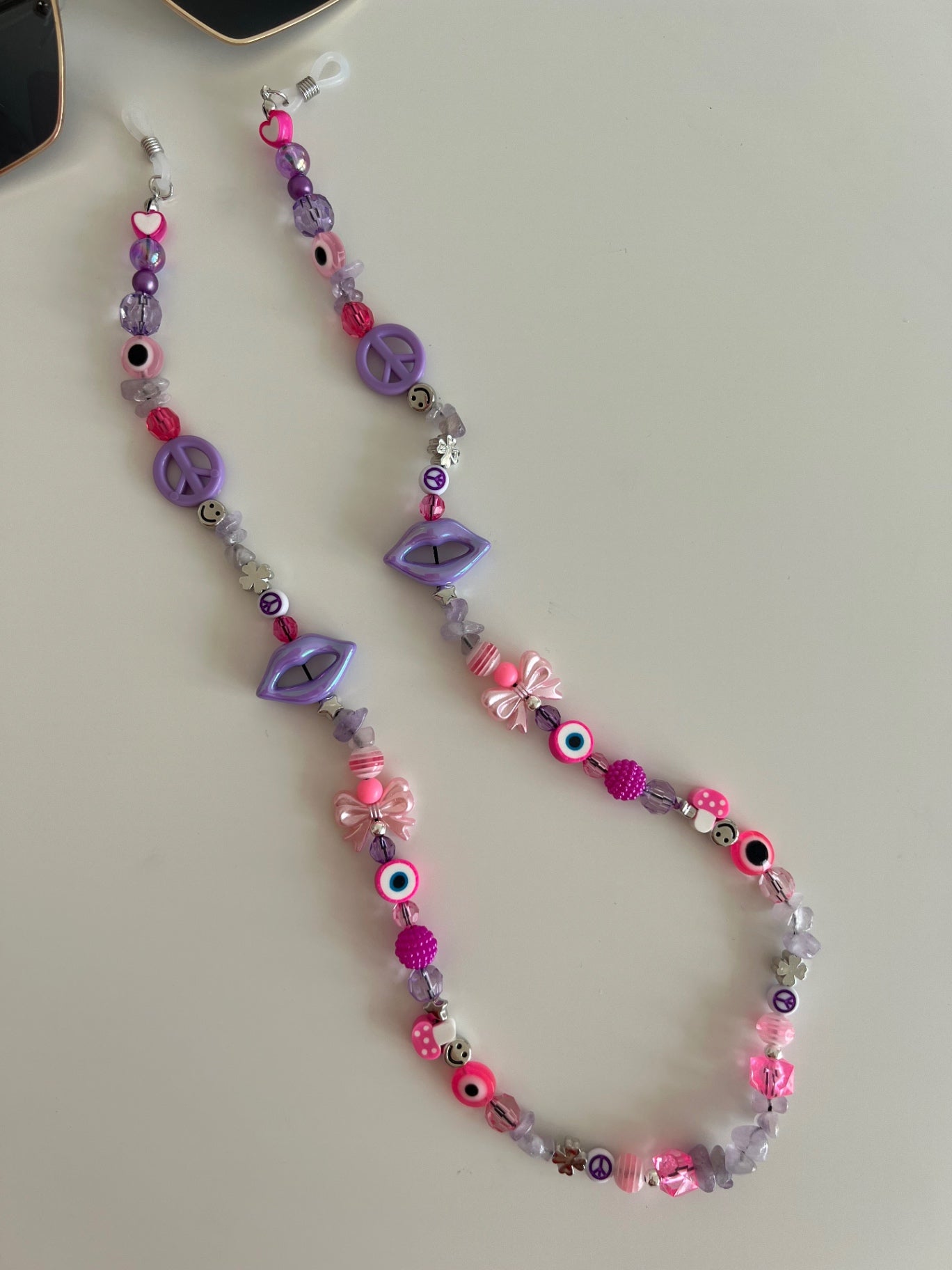 Twin flame sunglasses strap - pink/purple (silver)