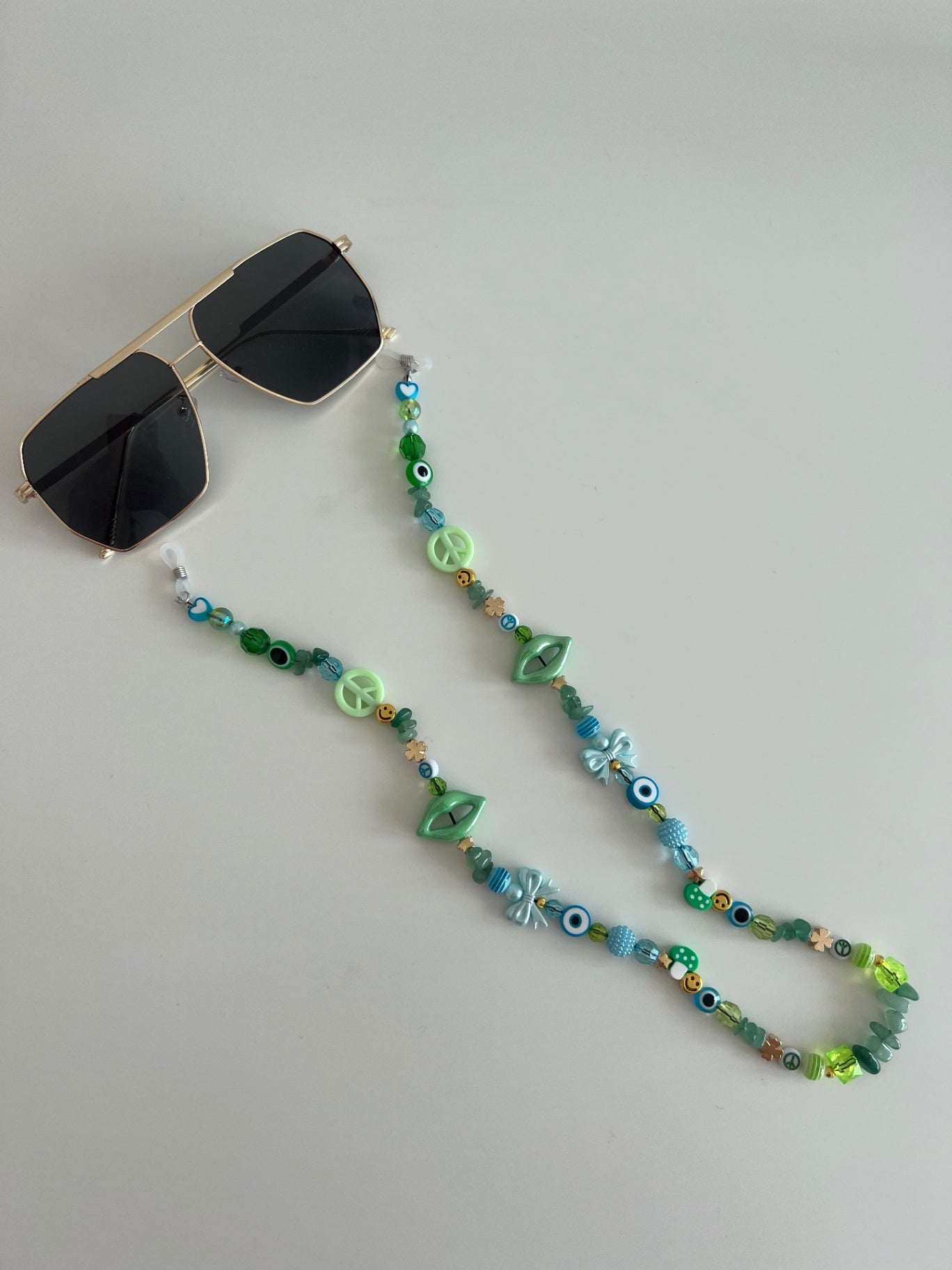 Twin flame sunglasses strap - blue/green (gold)