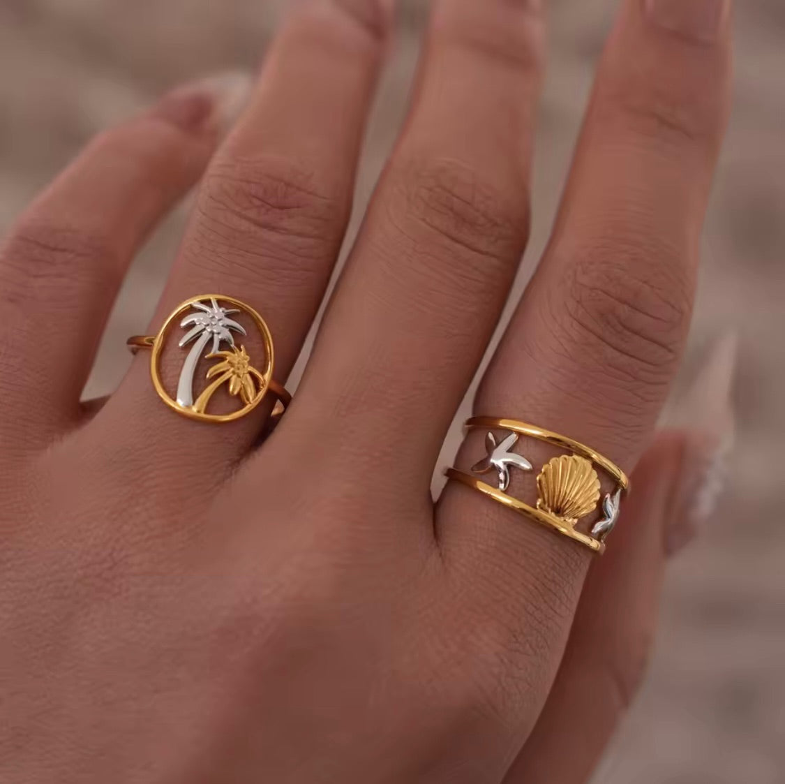 “Island Dreams” Palm Tree Ring Adjustable