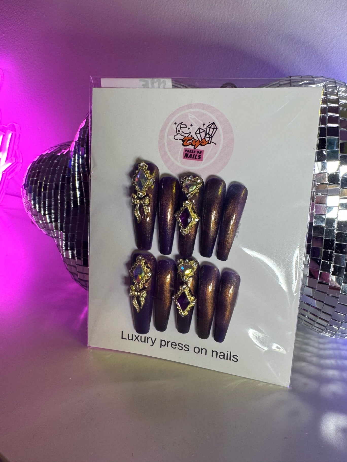 Purple gold shimmer & gem stones