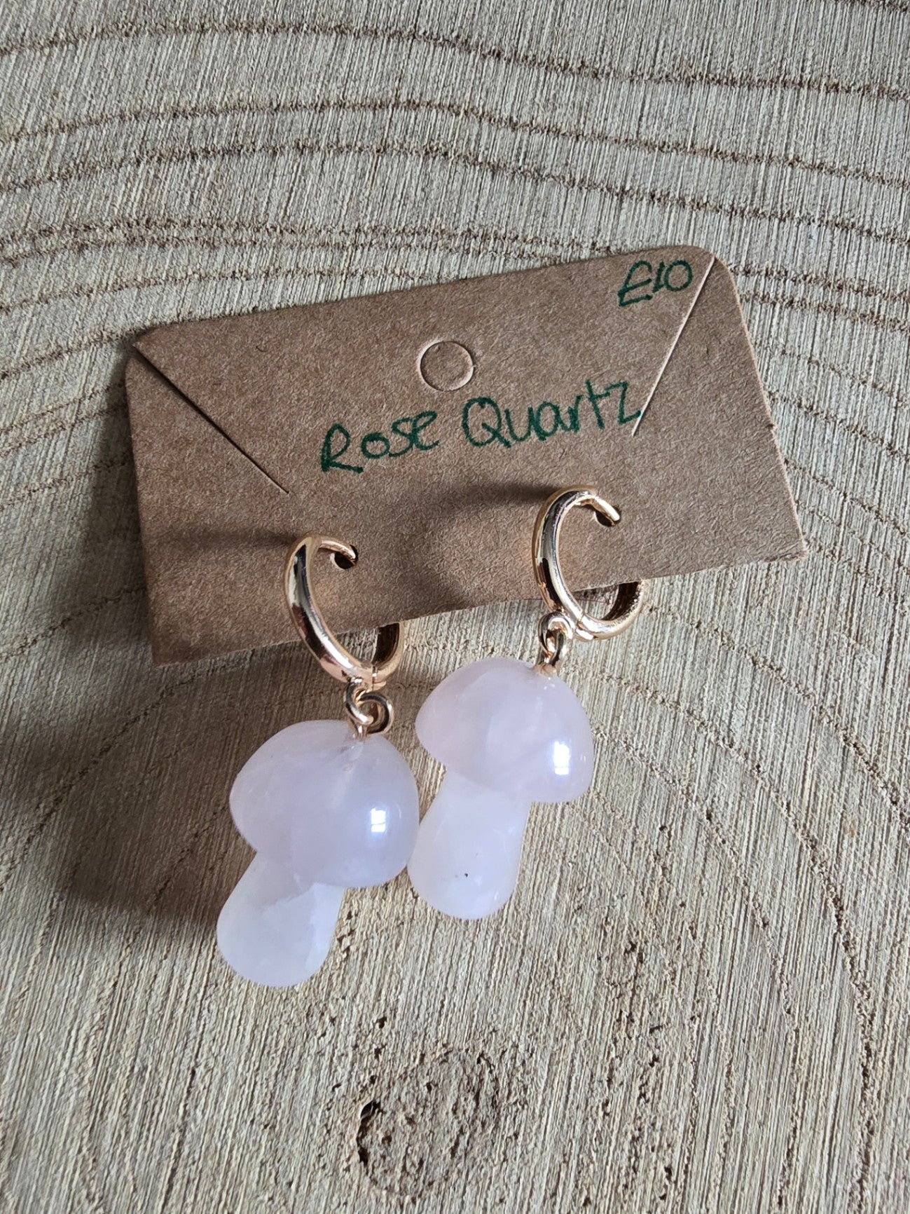 Rose quartz mushroom earrings