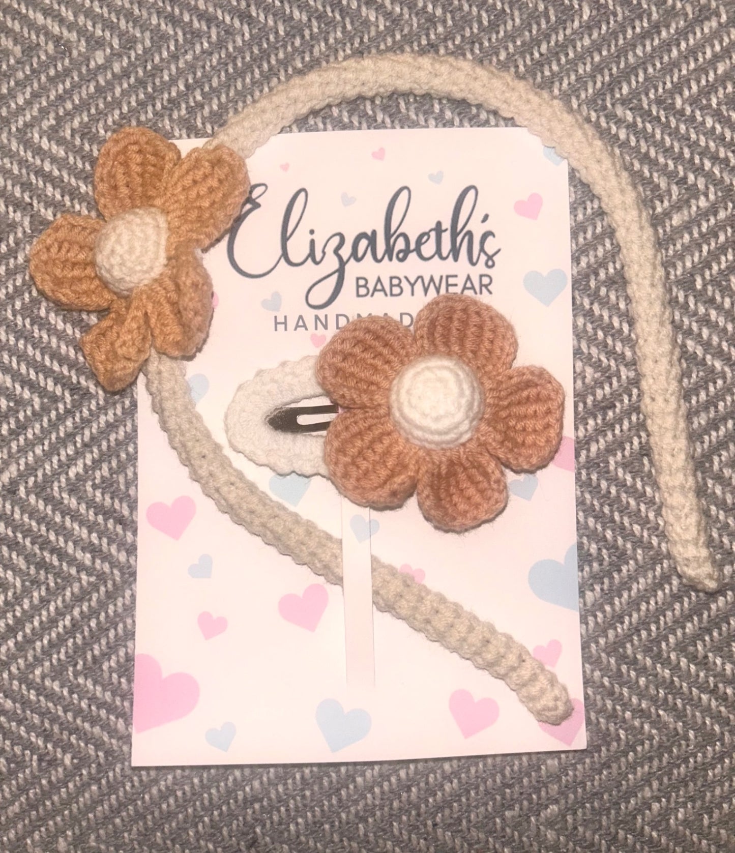 Handmade Headband With Daisy Detail And Matching Hairclip