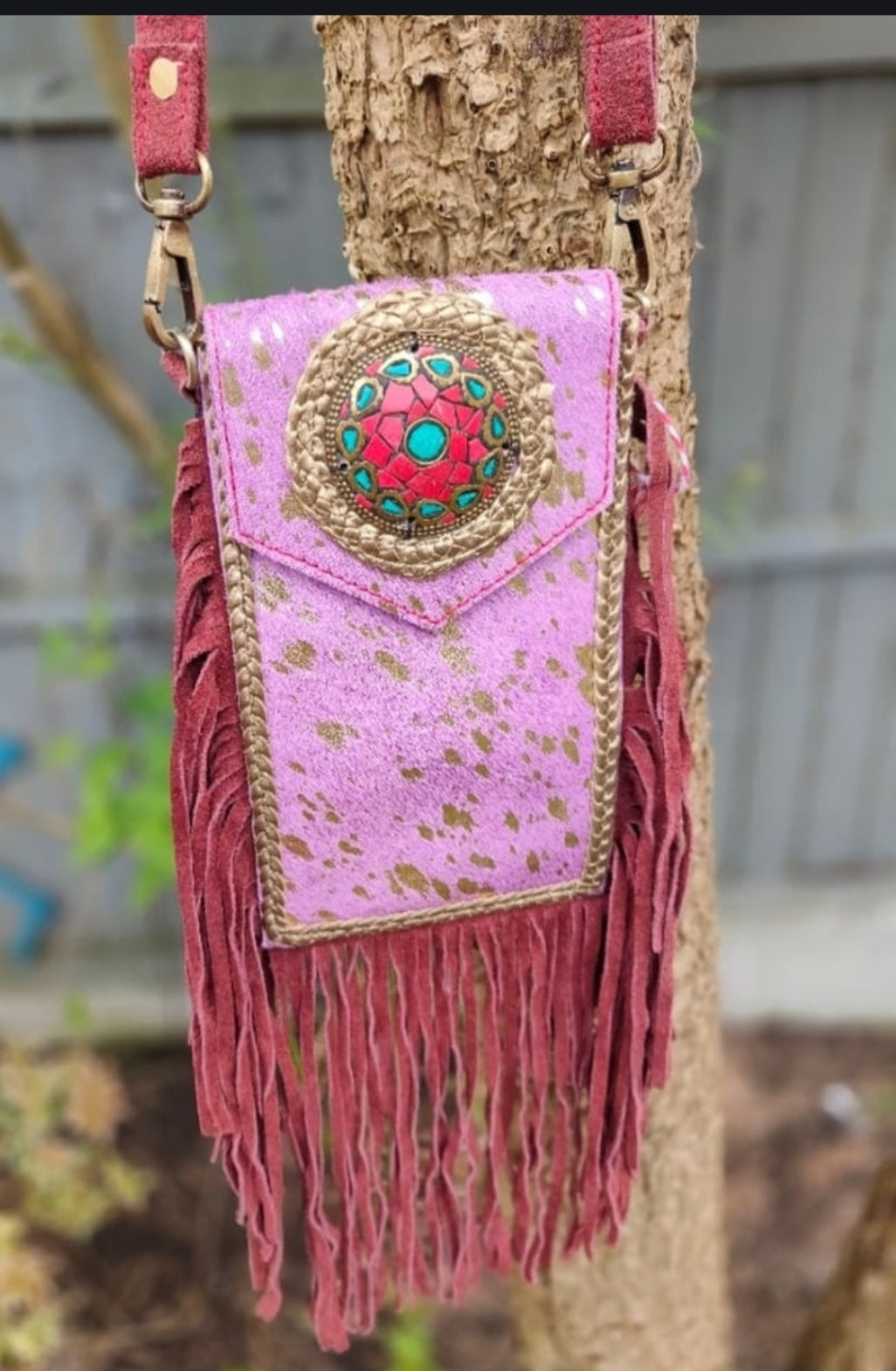 Mobile fur baby bag -pink/purple