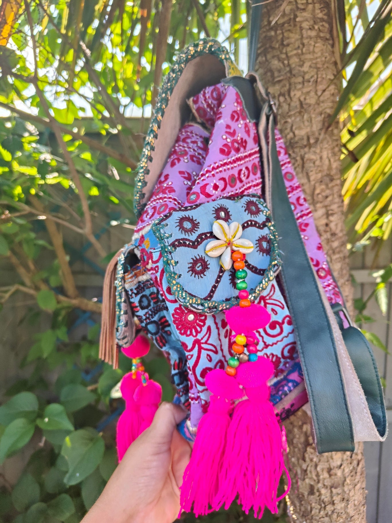 Skiathos back pack - pulley ties- dark green straps