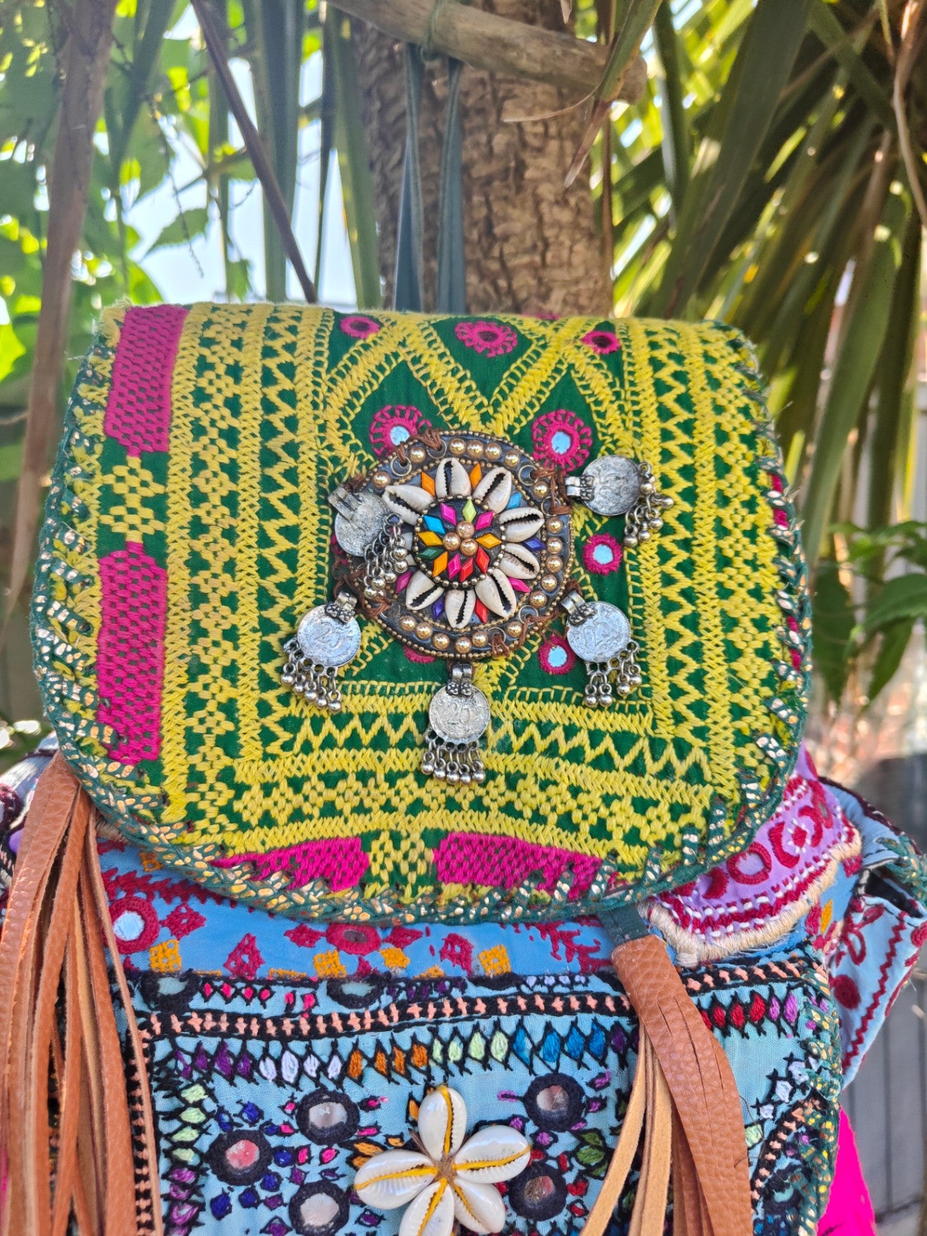Skiathos back pack - pulley ties- dark green straps