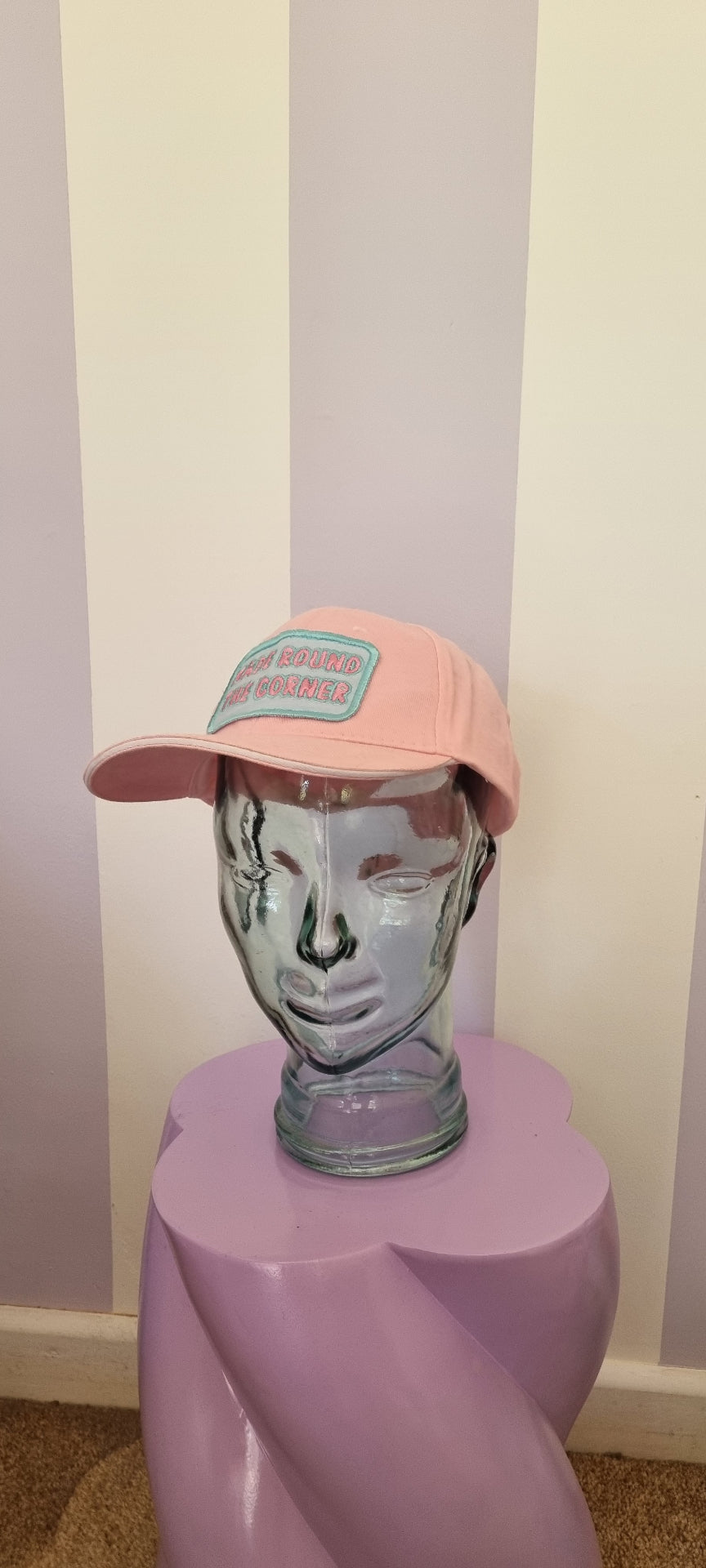 Pink with Blue Border Baseball Cap