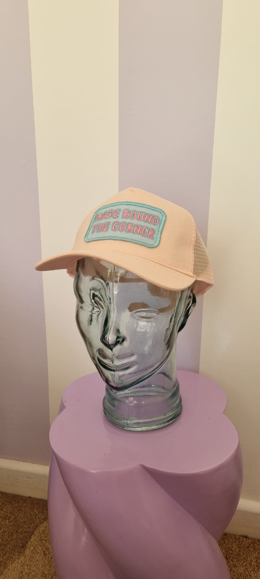 Pink with Blue Border Trucker Cap
