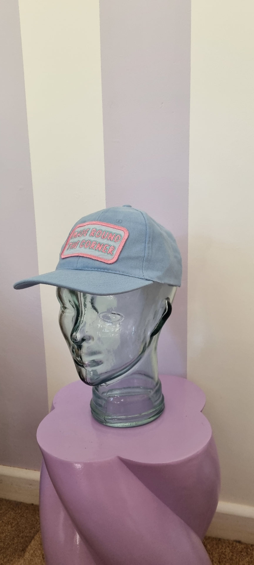 Blue with Dark Pink Border Baseball Cap