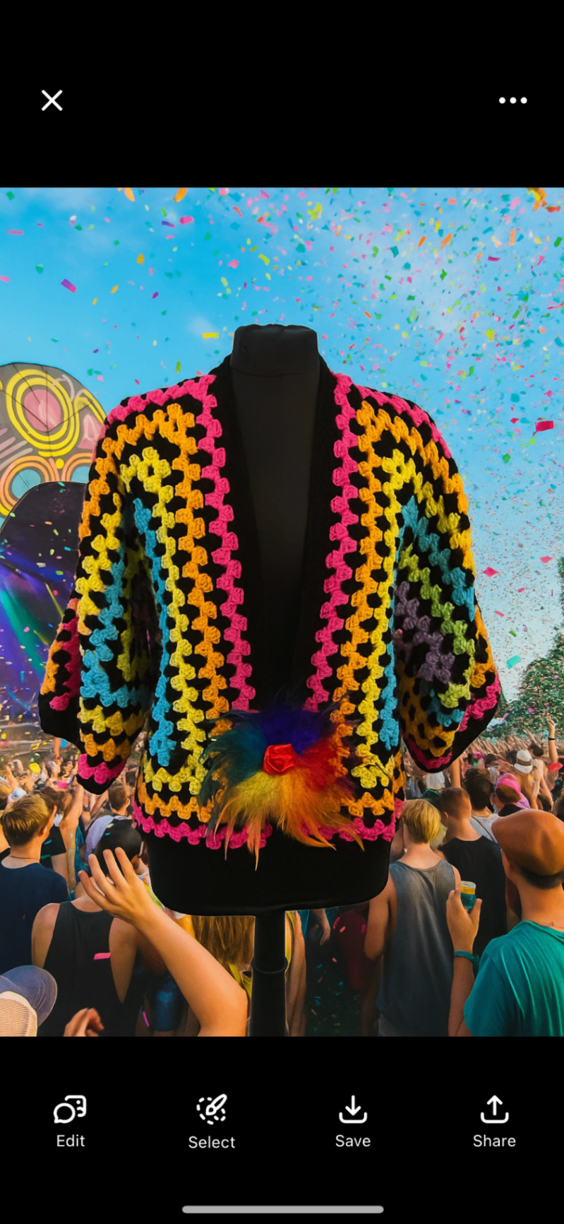 Neon cardi/jacket multicoloured feather fastener
