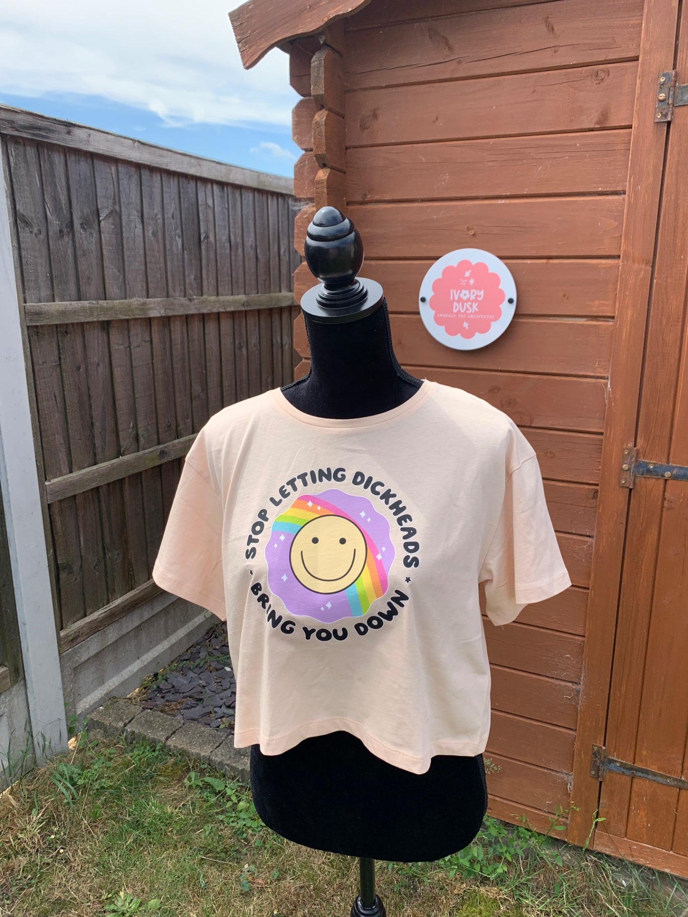 Dickheads cropped pale yellow tshirt