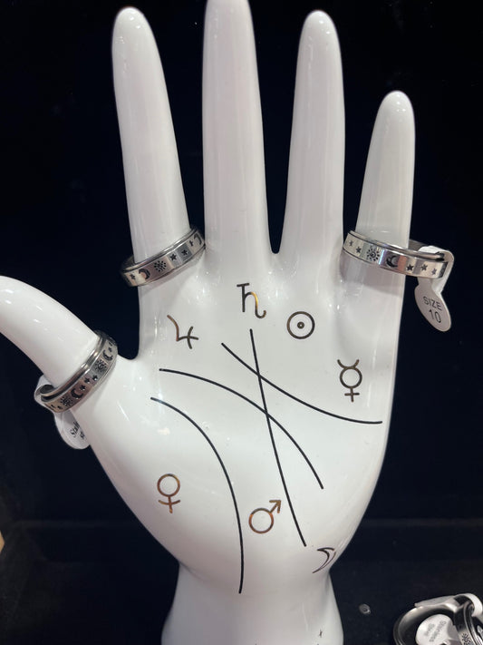 Moon & Star Spinner Ring Size 10