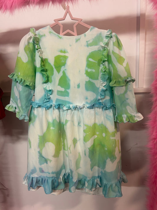 Dyed & Bleached Green Dress